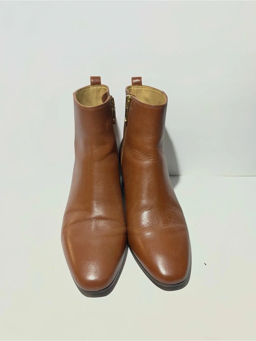 😍 Talbots Men’s Chestnut Brown Leather Chukka Zip Ankle Boots size 9